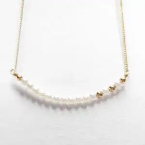 9ct Gold Freshwater Pearl Bar Necklet 47cm