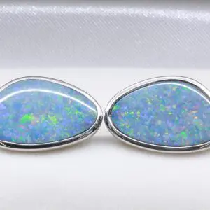 Sterling Silver Free-Form Opal Doublet Cufflinks