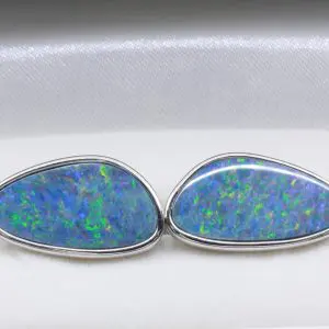 Sterling Silver Free-Form Opal Doublet Cufflinks