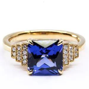 18ct Yellow Gold Tanzanite and Diamond Ring