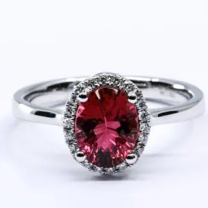 18ct White Gold Pink Tourmaline and Diamond Ring