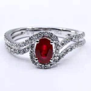 18ct White Gold Ruby and Diamond Ring