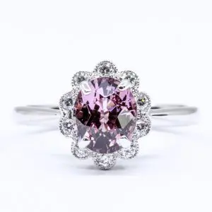18ct White Gold Madagascan Purple Spinel and Diamond Ring