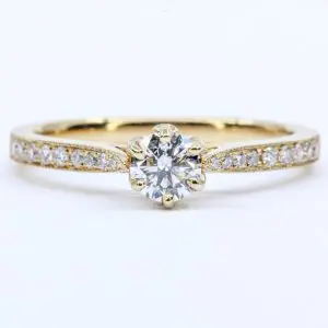 18ct Yellow Gold Certified Round Brilliant Cut Diamond Ring