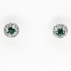 18ct White Gold Natural Alexandrite and Diamond Earrings