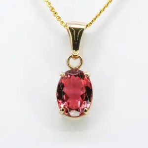 9ct Yellow Gold Pink Tourmaline Pendant