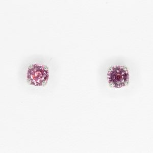 Round Cut Pink Sapphire Earrings set in 18ct White Gold