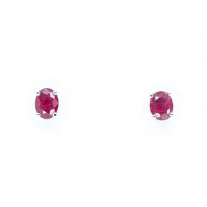 Oval Ruby Earrings set in 14ct White Gold