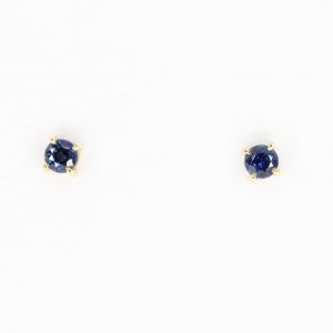 Round Cut Sapphire Earrings set in 18ct Yellow Gold