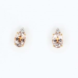 Oval Morganite Earrings with Diamonds set in 18ct Rose Gold