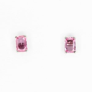 18ct White Gold Pink Sapphire and Diamond Earrings