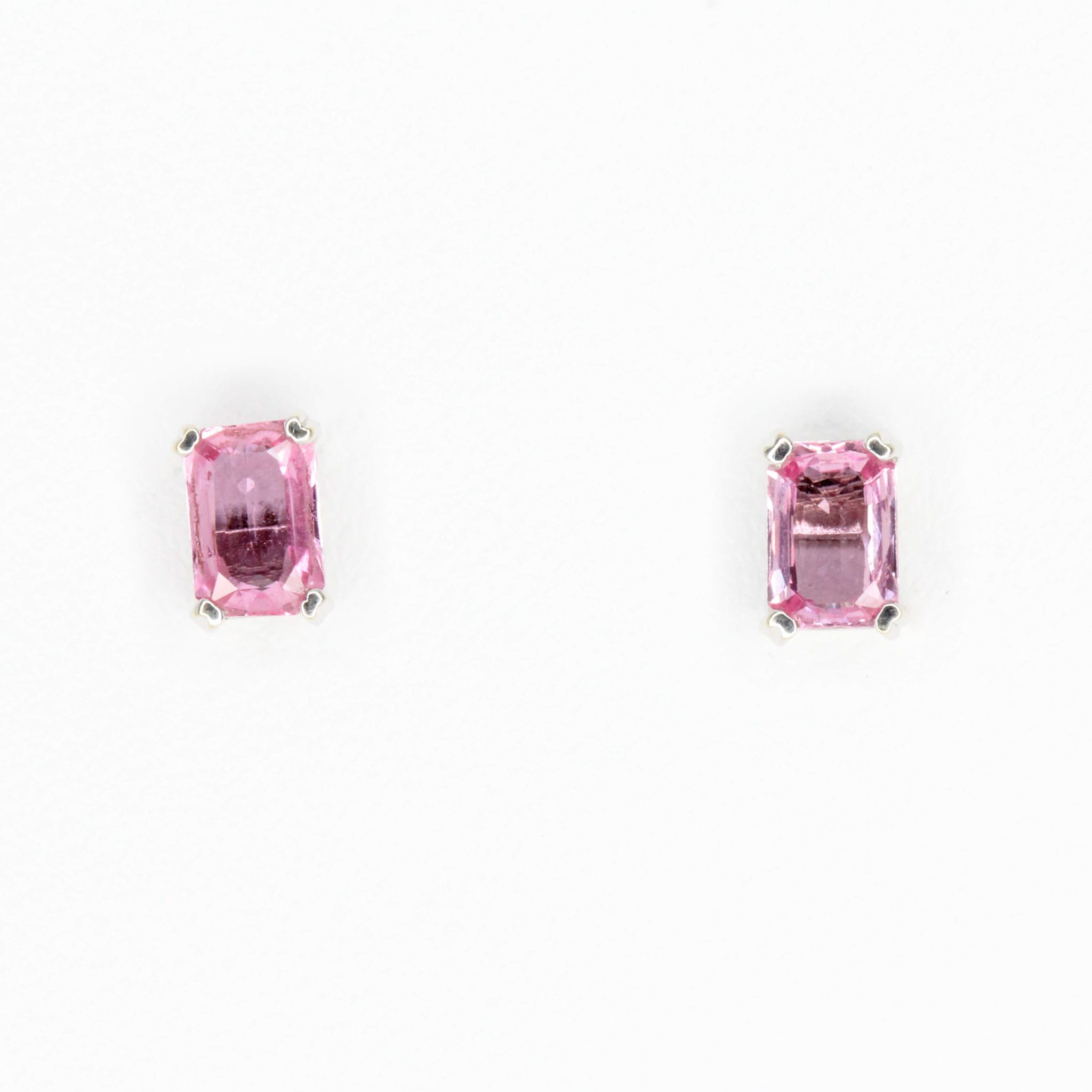 18ct White Gold Pink Sapphire and Diamond Earrings | Allgem Jewellers