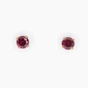 Round Cut Rhodolite Garnet Earrings set in 9ct Rose Gold