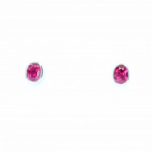 Oval Ruby Earrings set in 18ct White Gold