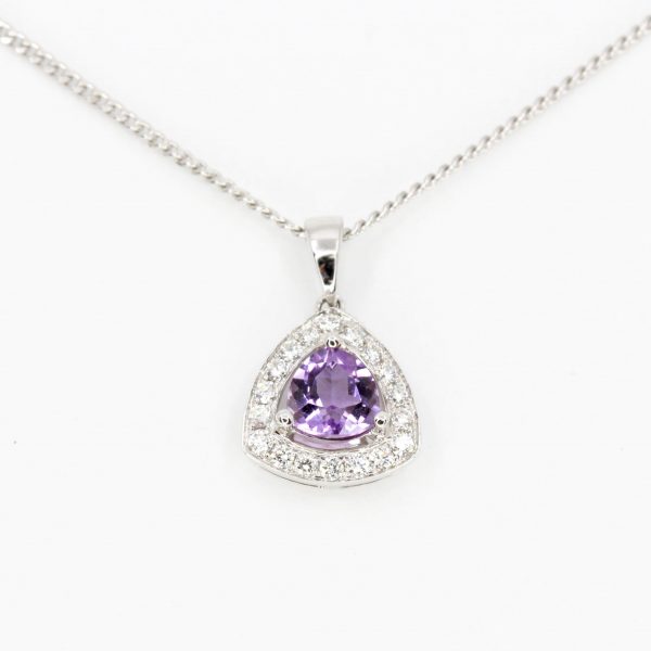 Amethyst Pendant with Diamonds set in 18ct White Gold