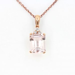 Morganite Pendant with Diamonds set in 18ct Rose Gold