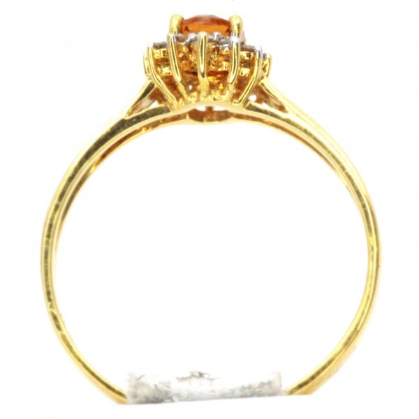 Citrine Ring with Diamond Halo Set in 18ct Yellow Gold