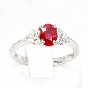 1.06ct Burmese Ruby Ring with Diamond Shoulder Accents
