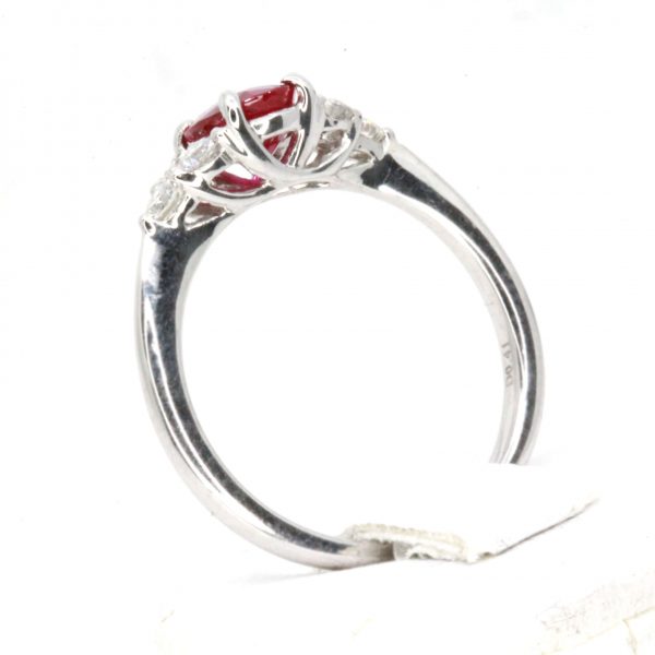 1.06ct Burmese Ruby Ring with Diamond Shoulder Accents
