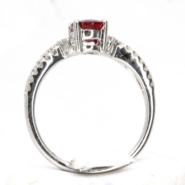 1.15ct Burmese Ruby Ring with Diamond Accents Set in 18ct White Gold
