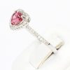 Heart Shape Pink Tourmaline Ring with Accent of Diamonds Set in 18ct White Gold