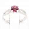 Round Cut Solitaire Pink Tourmaline Ring with Accents of Diamonds Set in 18ct White Gold