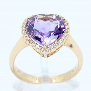 18ct Rose Gold Amethyst and Diamond Ring