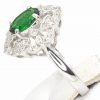Oval Cut Tsavorite Ring with Halo of Diamonds Set in 18ct White Gold