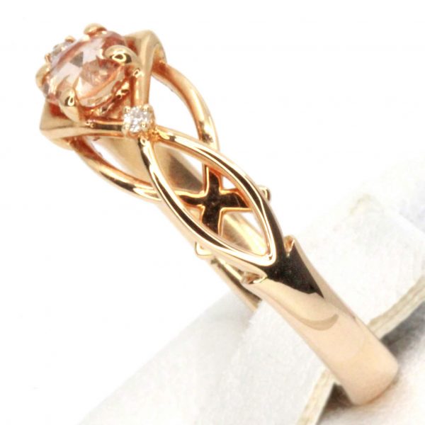 Round Cut Imperial Topaz Ring with Accents of Diamonds Set in 18ct Rose Gold
