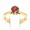 Round Cut Pink Tourmaline Ring with Accents of Diamonds Set in 18ct Yellow Gold