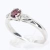 Round Cut Ruby Ring with Accents of Diamonds Set in 18ct White Gold