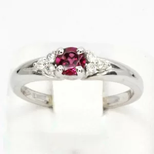 18ct White Gold Rhodolite Garnet and Diamond Ring