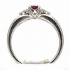 Round Cut Rhodalite Garnet Ring with Accents of Diamonds Set in 18ct White Gold