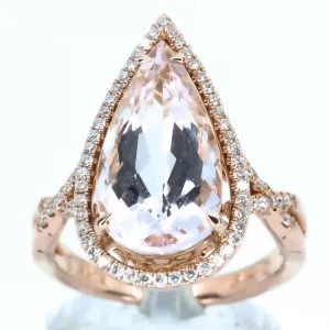 18ct Rose Gold Morganite and Diamond Ring