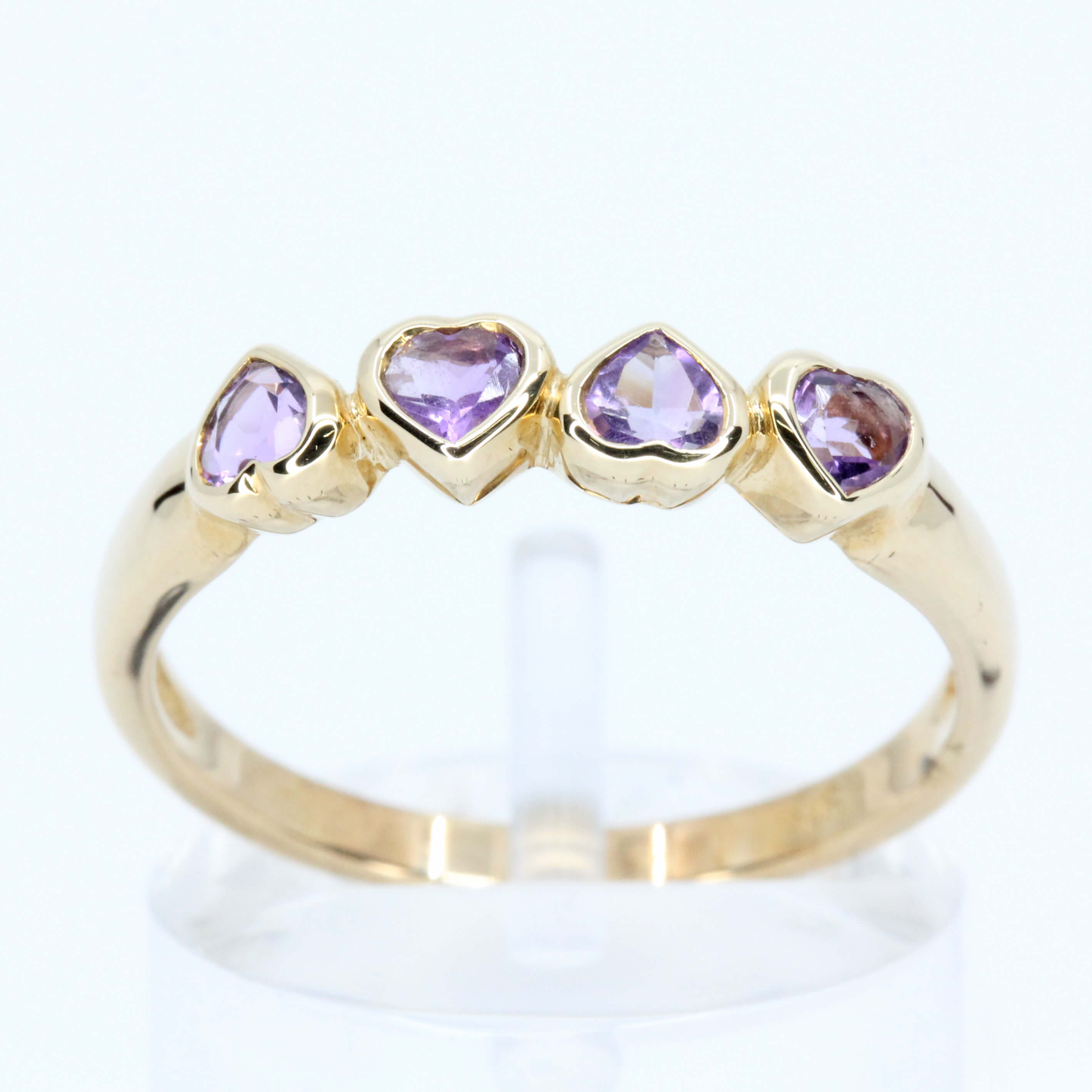 Heart Amethyst Ring with Band of Set in 9ct Yellow Gold | All Gem Jewellers