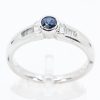 Round Cut Solitaire Australian Sapphire Ting with Accents of Diamonds Set in 18ct White Gold