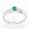Round Cut Emerald Ting with Accents of Diamonds Set in 18ct White Gold