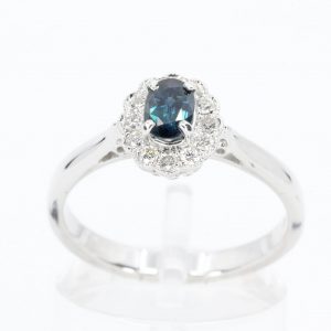 18ct White Gold Australian Sapphire and Diamond Ring