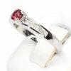 Round Cut Solitaire Pink Tourmaline Ping with Shoulder of Diamonds Vet in 18ct White Gold