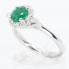 Round Cut Emerald Ring with Diamond Accents set in 18ct White Gold