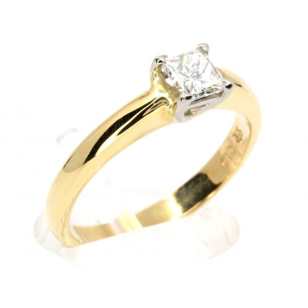 Princess Cut Diamond Ring set in 18ct Two Tone Gold