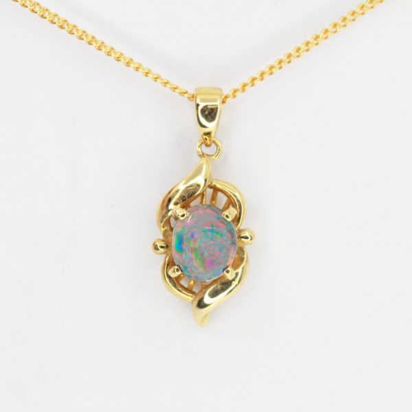Black Opal Pendant set in 18ct Yellow Gold