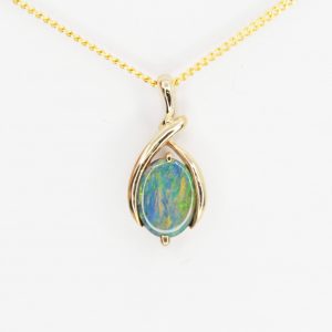 Black Opal Pendant set in 9ct Yellow Gold