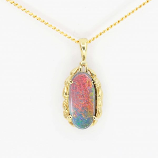 Black Opal Pendant set in 14ct Yellow Gold