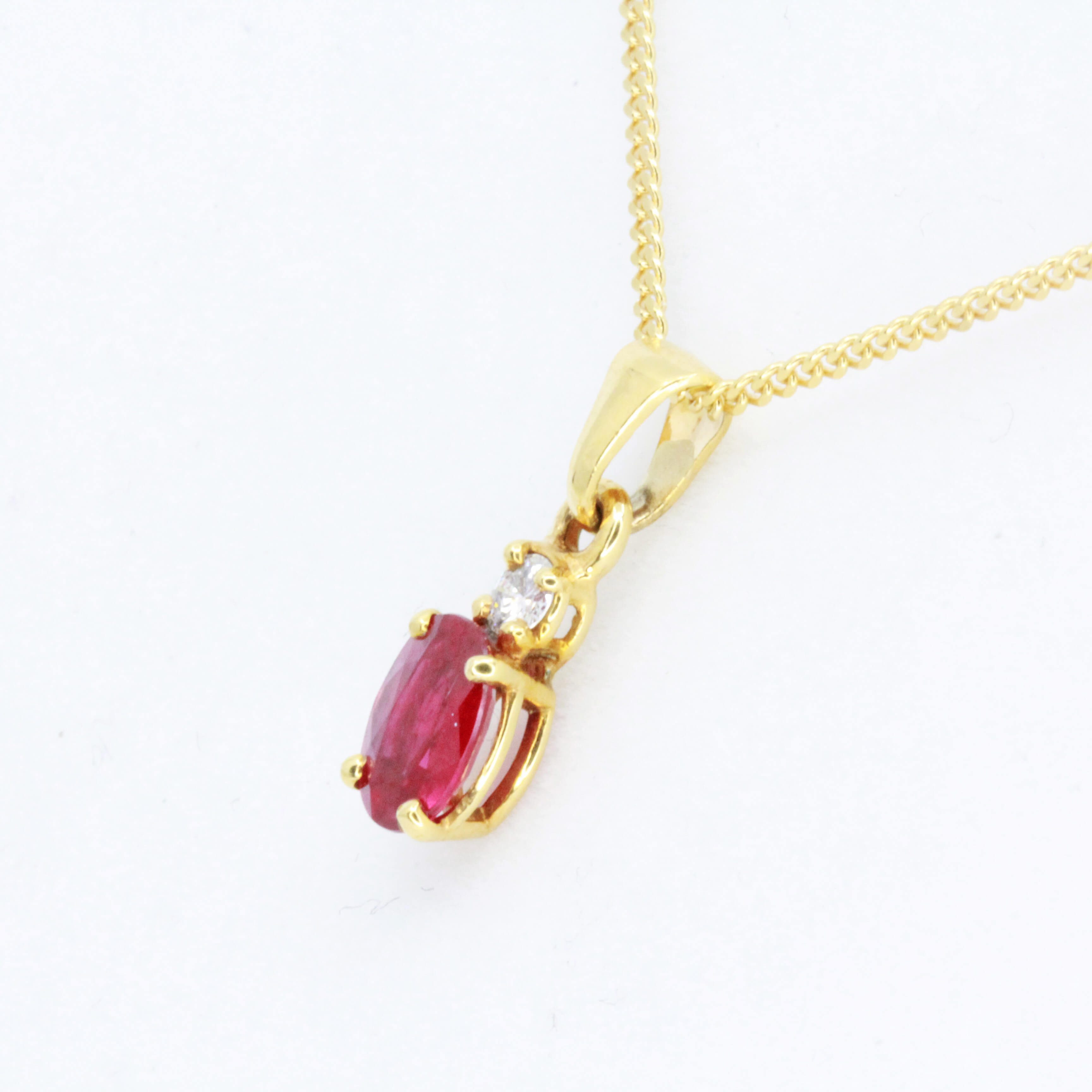 18ct Yellow Gold Burmese Ruby and Diamond Pendant Allgem Jewellers