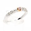 Round Brilliant Cut Diamond Ring with Pink Diamond set in 18ct White Gold