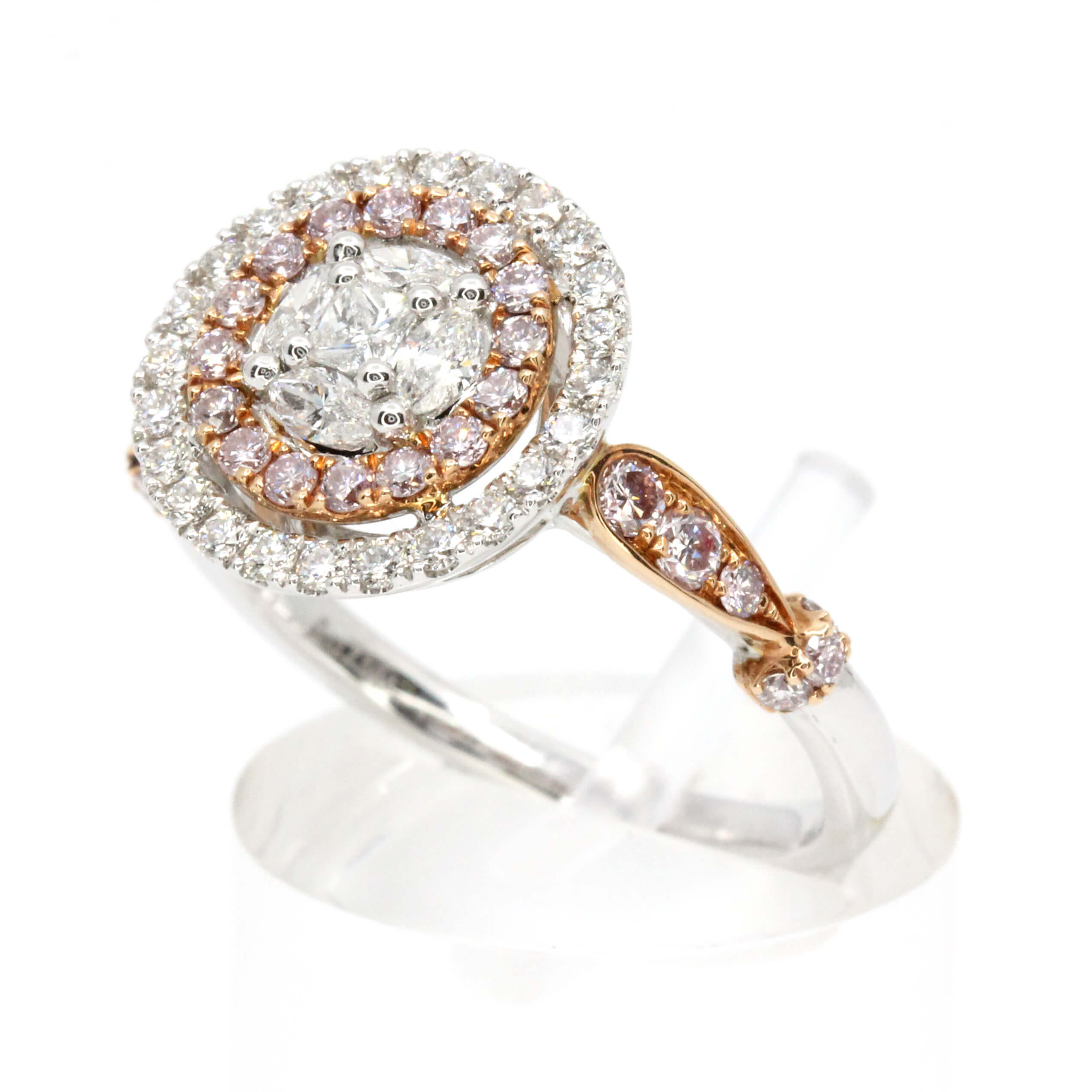 White & Pink Diamond Ring set in 18ct White/Rose Gold