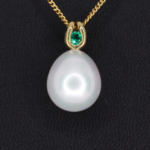 White South Sea Pearl Pendant with a Citrine Accent Yellow Gold