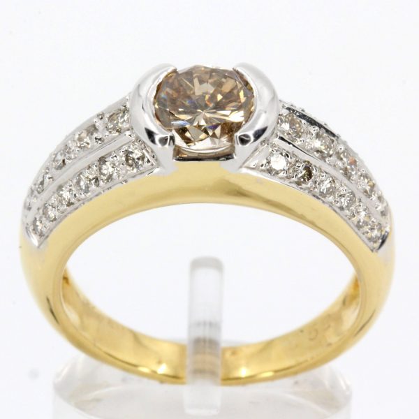 Champagne Diamond Ring with Diamonds set in 18ct Yellow Gold