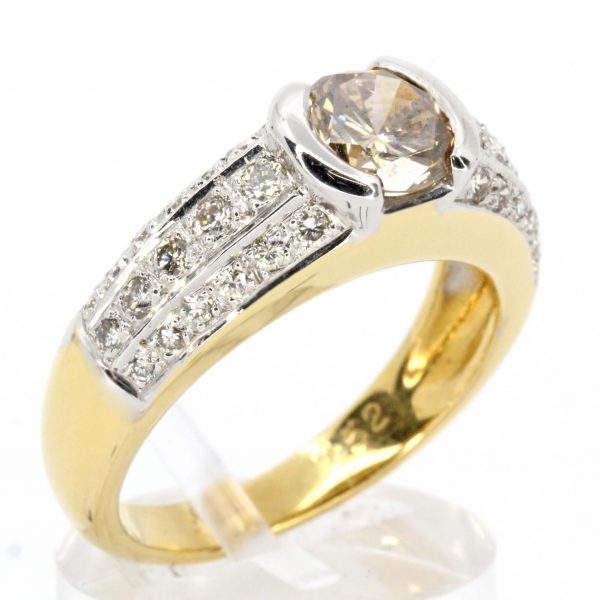 Champagne Diamond Ring with Diamonds set in 18ct Yellow Gold